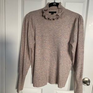 Ann Taylor Ruffle Mock Neck Sweater Sz L